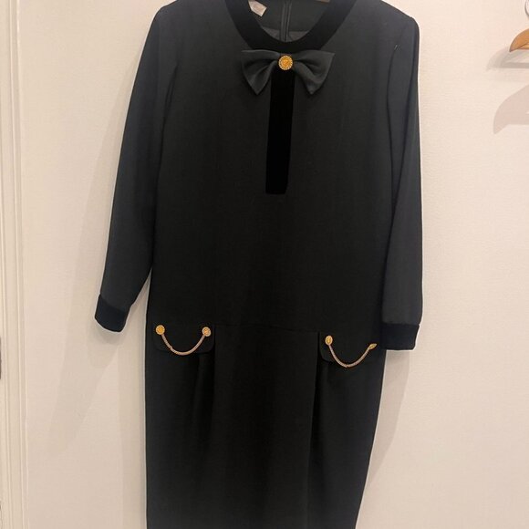 VINTAGE Irving Samuel black and gold long sleeve dress. - Picture 9 of 9